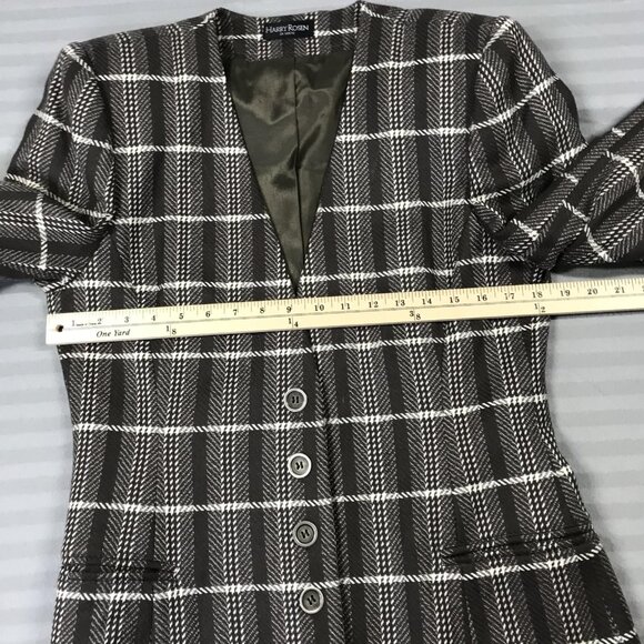 Harry Rosen Skirt Suit Womens 10 Brown Plaid Wool Cashmere Blazer Jacket Set - Picture 7 of 16
